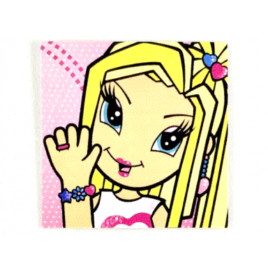 clikits frame insert paper 4 x 4 with heart character waving on pink background pattern