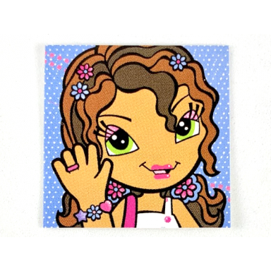 clikits frame insert paper 4 x 4 with daisy character waving on blue background pattern
