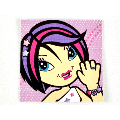 clikits frame insert paper 4 x 4 with star character waving on lavender background pattern
