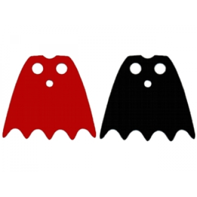 minifigure cape cloth scalloped 5 points batman - traditional starched fabric red and black sides