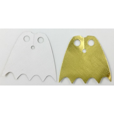 minifigure cape cloth scalloped 5 points batman - traditional starched fabric gold and white sides