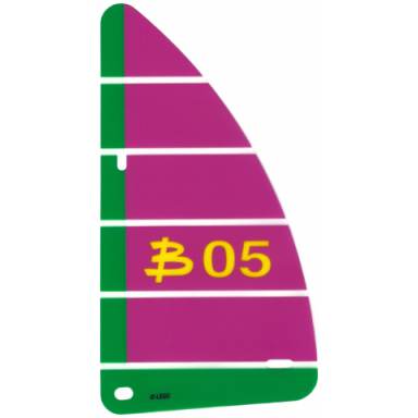 plastic part for set 5846 - dark pink and green sail with yellow b05 pattern