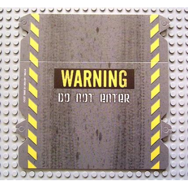 plastic ramp cover with yellow danger stripes and warning do not enter pattern