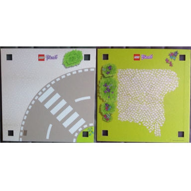 paper playmat friends heartlake city double-sided road curve with crosswalk grass with stones