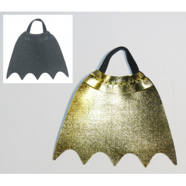 duplo wear cloth cape with elastic loop scalloped 5 points batman black and gold sides