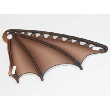 plastic part for set 7139 - scalloped wing with brown stick limb and leather membranes pattern