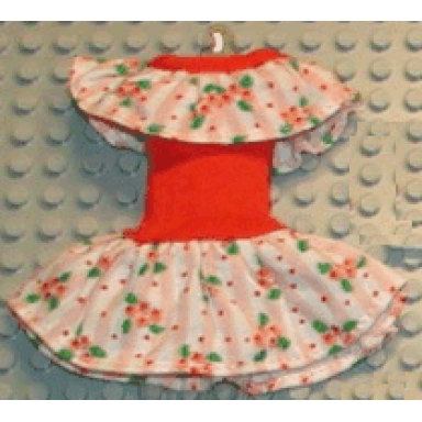 scala clothes female dress with red neck ribbon green and pink flower pattern