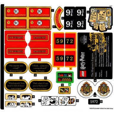 sticker sheet for set 76405 - 10100778 6410897 first version with errors gwr 5900 and king cross