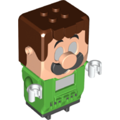 figure base luigi with 4 top studs and lcd screens for eyes and chest