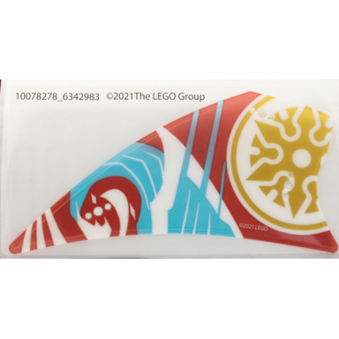 plastic pennant gold shuriken throwing star dark red and dark azure pattern