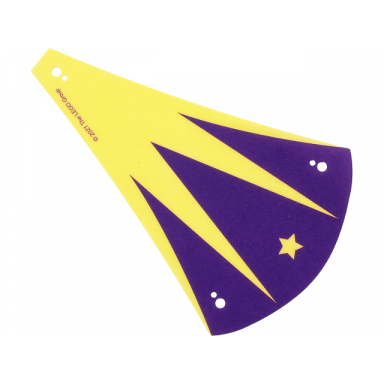 cloth tent roof narrow with dark purple and bright light yellow zigzag and star pattern