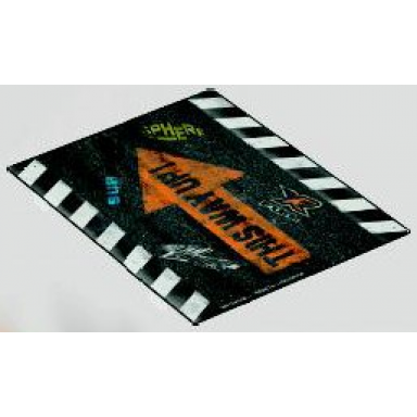 paper cardboard ramp with white curbs and orange arrow with this way up! pattern for set 8167 84612 4540616