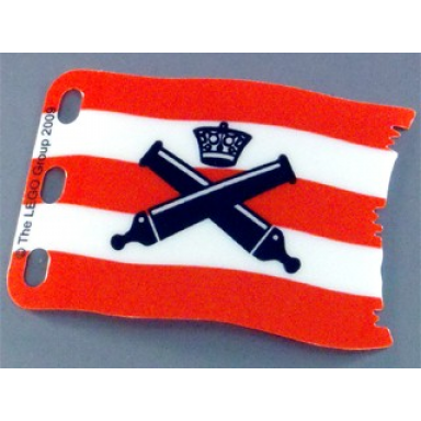 plastic flag 7 x 4 with crossed cannons over red stripes pattern
