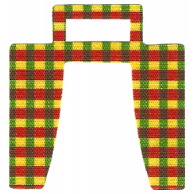 cloth curtain with red yellow and green pattern