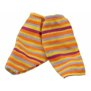 duplo doll cloth pants with magenta yellow orange and light bluish gray stripes pattern