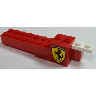 stickered assembly 11 x 2 x 2 with ferrari logo pattern model left side sticker - set 8157 - 1 brick 2 x 8 1 brick 2 x 2 corner 1 plate 2 x 4 1 plate 1 x 2 1 plate 1 x 4 2 plate modified 1 x 2 with 1 stud