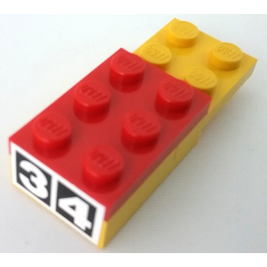 stickered assembly 5 x 2 x 1 with white number 3 and 4 on black squares pattern sticker - set 6378 - 1 plate 2 x 2 3 plate 2 x 3