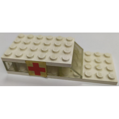 stickered assembly 10 x 4 x 1 2 3 with red cross pattern on both sides stickers - sets 460-1 653-1 - 1 plate 4 x 6 1 plate 4 x 10 3 brick 1 x 4 1 slope 45 2 x 4