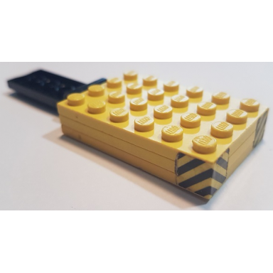 stickered assembly 11 x 4 x 1 with black and yellow chevrons pattern on both sides stickers - set 641 - 2 plate 1 x 6 1 plate 2 x 2 2 plate 4 x 6 1 hinge plate 2 x 4