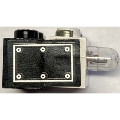 stickered assembly 2 x 2 x 1 with silver rectangle and 6 circles pattern on both sides stickers - sets 4534 4535 - 1 brick 1 x 2 1 electric light brick 1 x 2 with single side light