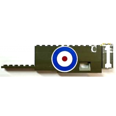 stickered assembly 20 x 1 x 4 1 3 with number 1 letter c and white blue and red circles british roundel pattern model right side stickers - set 3451