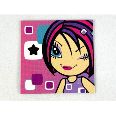 clikits frame insert paper 4 x 4 with star character winking on dark pink background pattern