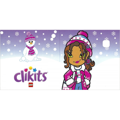 clikits paper gift tag with hole with snowman snowballs snowflakes logo and daisy character pattern