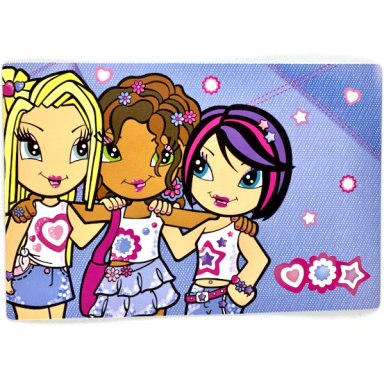 clikits frame insert paper 19 x 12 1 2 with heart daisy and star characters on blue background pattern