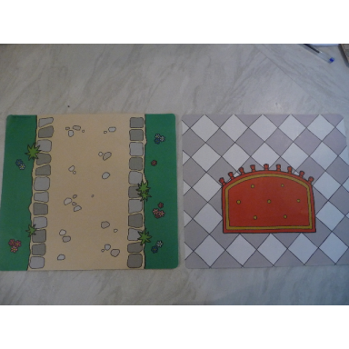 plastic part for sets 3615 and 9131 - playmat with dirt road tile floor with rug pattern