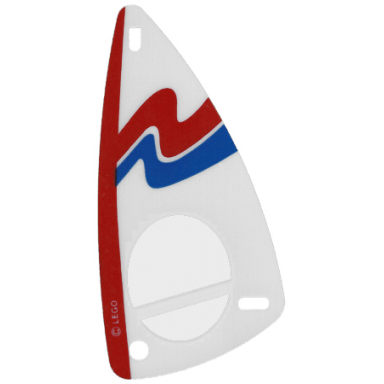 plastic triangle 6 x 12 sail with red and blue wavy stripes on white background pattern
