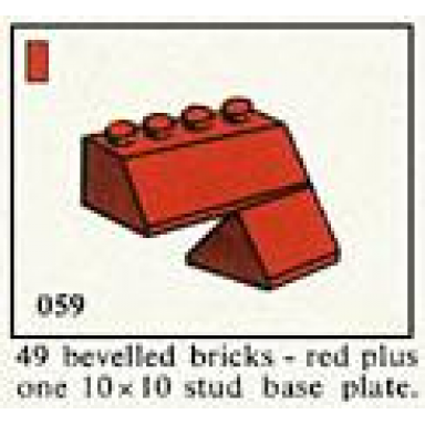 49 bevelled beveled bricks red plus one 10 x 10 stud base plate