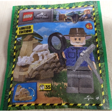 alan with dino skeleton paper bag