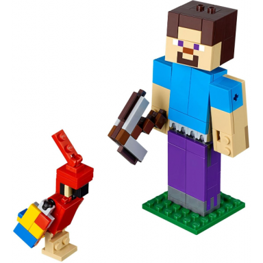 minecraft steve bigfig with parrot