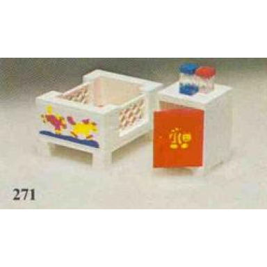 babys cot and cabinet