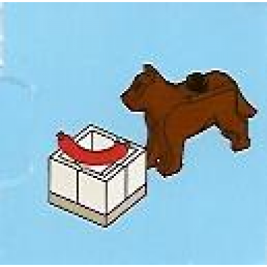 advent calendar 2010 city day 8 - dog with bowl and sausage