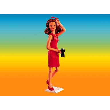 caroline in red dress