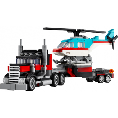 flatbed truck with helicopter