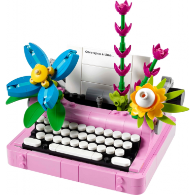 typewriter with flowers