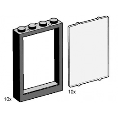 1 x 4 x 5 black window frames with clear panes