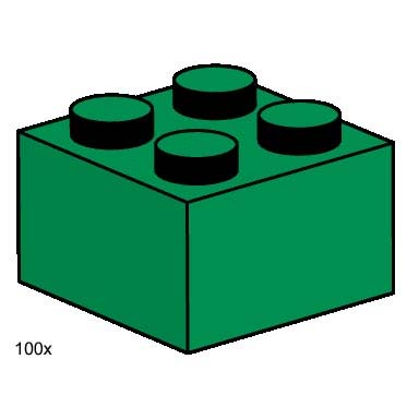 2 x 2 green bricks