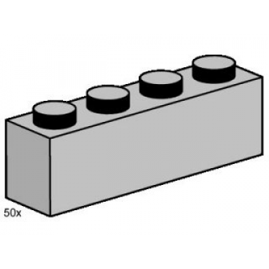 1 x 4 light gray bricks