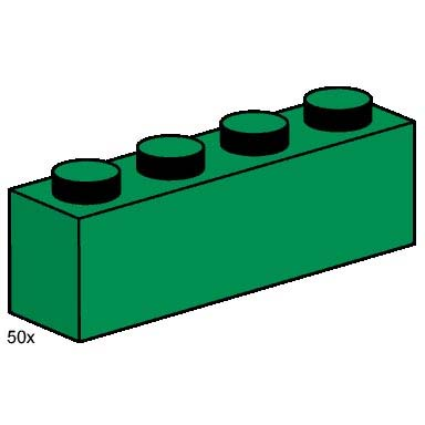 1 x 4 green bricks