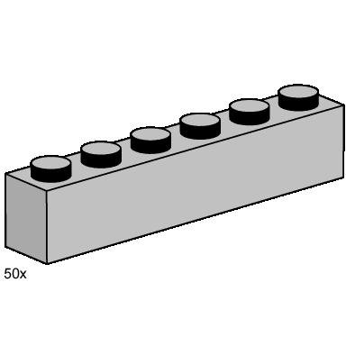 1 x 6 light gray bricks