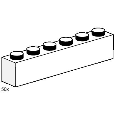1 x 6 white bricks