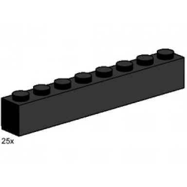 1 x 8 black bricks