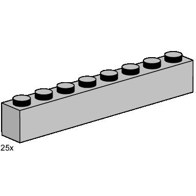 1 x 8 light gray bricks