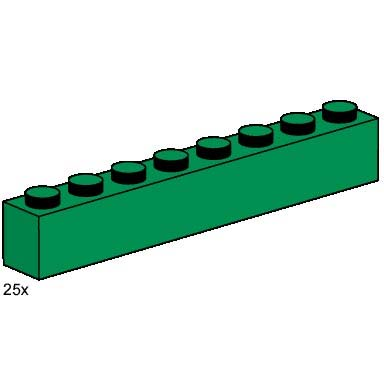 1 x 8 green bricks