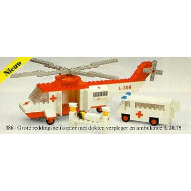 red cross helicopter and ambulance rescue vehicles