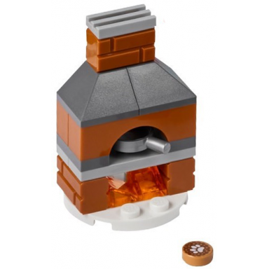 advent calendar 2023 friends day 15 - fireplace oven with frying pan and paw print tile