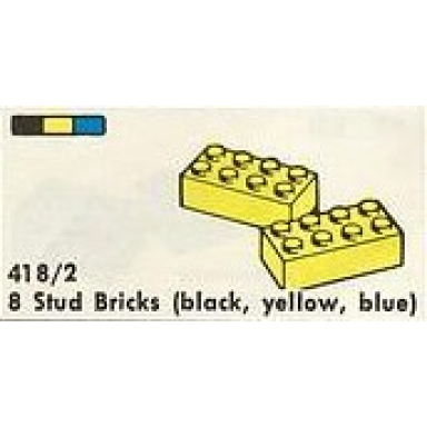 8 stud bricks black yellow blue
